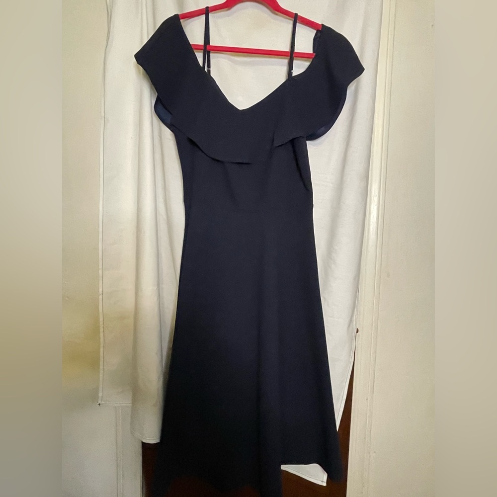 NWOT Bbonlinedress Navy Ruffle Off the Shoulder Zip Back Evening Dress Size XL